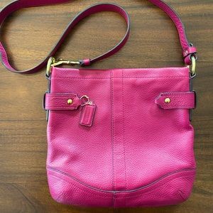 Coach raspberry pebbled leather convertible cross body shoulder bag